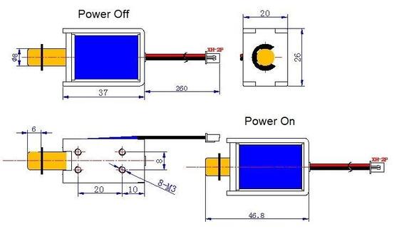 高さ27mm DC電源ソレノイド、用途：0.5ポンド重量、耐電圧2000V/1分